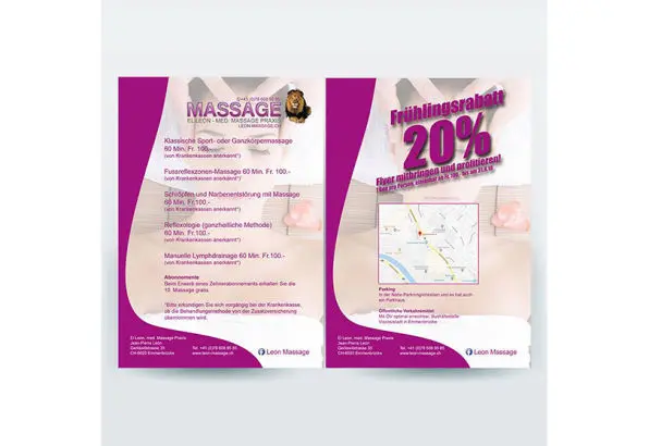 Flyer A6 für Leon Massage